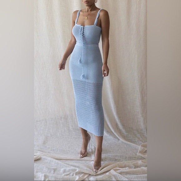 JLUXLABEL Dresses & Skirts - Jluxlabel NWT Power Blue Fira 2 piece Crochet Women Skirt Set.